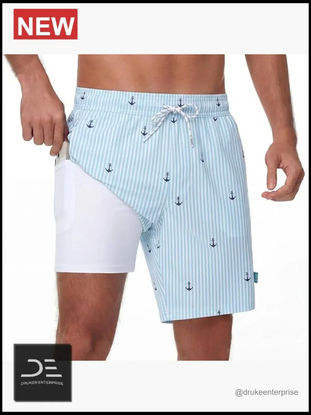 Men's Swim Trunks with Compression Liner - 7 Inch Quick Dry Board Shorts with